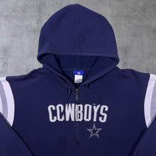 Load image into Gallery viewer, NFL Dallas Cowboys Embroidered Football Spellout Navy Blue Zip Hoodie