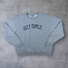 Load image into Gallery viewer, Champion Eco Fleece "Holy Family" University Embroidered Grey Crewneck Sweatshirt