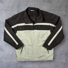 Load image into Gallery viewer, Vintage Tout Simplement Brown Cream Colour Block Padded Zip Bomber Jacket