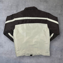 Load image into Gallery viewer, Vintage Tout Simplement Brown Cream Colour Block Padded Zip Bomber Jacket