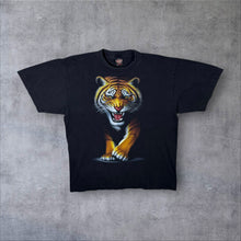 Load image into Gallery viewer, Early 00's Rock Eagle Tiger Animal Wildlife Graphic Black Cotton T-Shirt