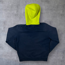 Load image into Gallery viewer, Nike Mini Logo Faded Navy Blue Yellow Colour Block Zip Hoodie