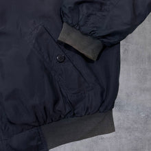 Load image into Gallery viewer, Vintage Let's Go 100% Silk Black Lightweight Zip Bomber Jacket