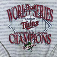 Load image into Gallery viewer, Vintage Logo 7 (1991) MLB Minnesota Twins "Champions" Baseball Striped Sweatshirt