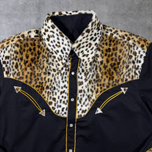 Load image into Gallery viewer, Conley's Cowboy Western Leopard Animal Print Black Popper Long Sleeve Shirt
