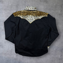 Load image into Gallery viewer, Conley's Cowboy Western Leopard Animal Print Black Popper Long Sleeve Shirt