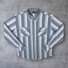 Load image into Gallery viewer, Vintage Lee Western Style Blue White Striped Popper Long Sleeve Cotton Shirt