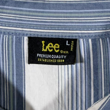 Load image into Gallery viewer, Vintage Lee Western Style Blue White Striped Popper Long Sleeve Cotton Shirt