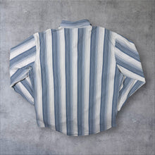 Load image into Gallery viewer, Vintage Lee Western Style Blue White Striped Popper Long Sleeve Cotton Shirt