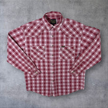 Load image into Gallery viewer, Vintage Wrangler Cowboy Western Red White Plaid Check Long Sleeve Cotton Shirt