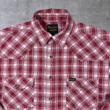 Load image into Gallery viewer, Vintage Wrangler Cowboy Western Red White Plaid Check Long Sleeve Cotton Shirt