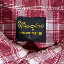 Load image into Gallery viewer, Vintage Wrangler Cowboy Western Red White Plaid Check Long Sleeve Cotton Shirt