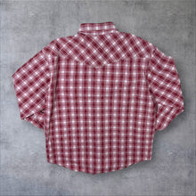 Load image into Gallery viewer, Vintage Wrangler Cowboy Western Red White Plaid Check Long Sleeve Cotton Shirt