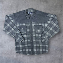 Load image into Gallery viewer, Vintage Elivya Sportswear Grey White Plaid Check Long Sleeve Cotton Shirt