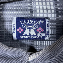 Load image into Gallery viewer, Vintage Elivya Sportswear Grey White Plaid Check Long Sleeve Cotton Shirt