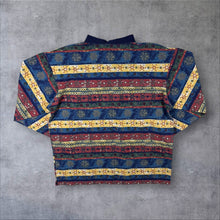 Load image into Gallery viewer, Vintage Duck Head Crazy Abstract Multi Coloured Patterned Long Sleeve Polo Shirt