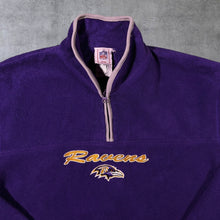 Load image into Gallery viewer, NFL Baltimore Ravens Purple Embroidered Football 1/4 Zip Fleece Sweatshirt