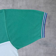 Load image into Gallery viewer, Early 00's Le Shark Green Blue White Colour Block V-Neck Ringer T-Shirt