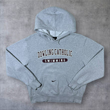 Load image into Gallery viewer, Nike "Dowling Catholic Swimming" College Centre Swoosh Graphic Grey Hoodie