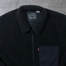 Load image into Gallery viewer, Levi's Red Tab Black Sherpa Deep Pile Fleece Zip Bomber Jacket