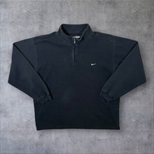 Load image into Gallery viewer, Early 00's Nike Classic Faded Black Mini Swoosh Logo 1/4 Zip Pullover Sweatshirt