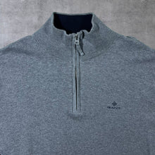 Load image into Gallery viewer, GANT Classic Grey Embroidered Mini Logo 1/4 Zip Cotton Sweater Jumper