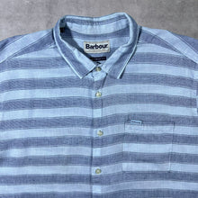 Load image into Gallery viewer, Barbour "Regular Fit" Blue Mix Striped Short Sleeve Linen Blend Shirt