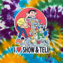 Load image into Gallery viewer, FOTL Topps (1988) “I Love Show & Tell” Cartoon Graphic Single Stitch Tie Dye T-Shirt