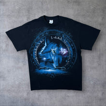 Load image into Gallery viewer, Delta Gothic Native American Wolf Dreamcatcher Graphic Black T-Shirt