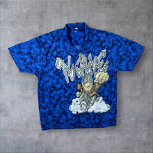 Load image into Gallery viewer, Early 00's No Chances Y2K Hip Hop Graffiti Graphic Blue Polyester Short Sleeve Shirt