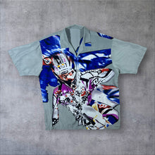 Load image into Gallery viewer, Early 00's Motocross Racing Biker Abstract Graphic Grey Short Sleeve Shirt