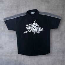 Load image into Gallery viewer, Early 00's Identic Goth Y2K Skater Tribal Motif Black Grey Short Sleeve Shirt