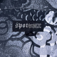 Load image into Gallery viewer, Early 00's Spotwear Goth Y2K Traditional Dragon Grey Patterned Polyester Shirt