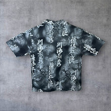 Load image into Gallery viewer, Early 00's Spotwear Goth Y2K Traditional Dragon Grey Patterned Polyester Shirt