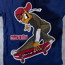 Load image into Gallery viewer, Early 00's Here & There C&A Goth Y2K Skater Cartoon Graphic Blue Polyester Shirt