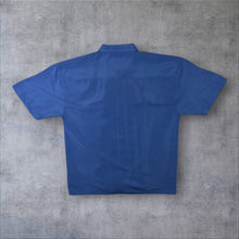 Load image into Gallery viewer, Early 00's Identic Goth Y2K Patterned Graphic Blue Polyester Shirt