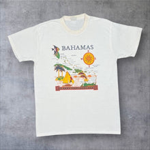 Load image into Gallery viewer, Early 00’s Bahamas Classic Map Nautical Souvenir Spellout Graphic White T-Shirt