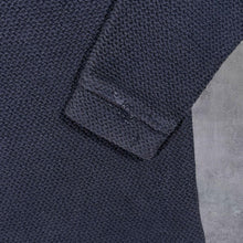 Load image into Gallery viewer, Weird Fish Navy Blue Mini Logo Macaroni Knit 1/4 Zip Sweatshirt Medium
