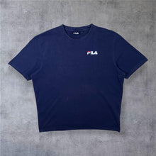 Load image into Gallery viewer, FILA Classic Basic Mini Logo Spellout Graphic Cotton Navy Blue T-Shirt