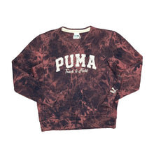 Load image into Gallery viewer, PUMA "Track & Field" Embroidered Logo Spellout Graphic Tie Dye Crewneck Sweatshirt