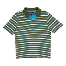 Load image into Gallery viewer, Early 00's O'NEILL Green Blue White Striped Skater Surfer Short Sleeve Polo Shirt