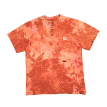 Load image into Gallery viewer, CARHARTT "Original Fit" Classic Patch Pocket Logo Tie Dye Henley Button Short Sleeve T-Shirt