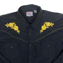 Load image into Gallery viewer, Vintage 90's Ely Diamond Cowboy Western Embroidered Rose Popper Long Sleeve Shirt