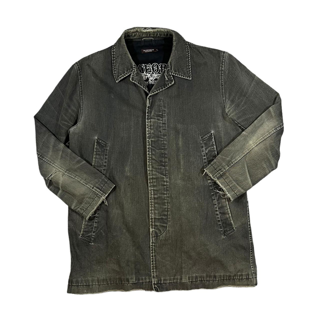 Early 00's ST. GEORGE BY DUFFER Debenhams Faded Black Distressed Heavy Cotton Chore Jacket