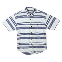 Load image into Gallery viewer, Vintage Natural Life Style C&A Blue White Striped Short Sleeve Flannel Cotton Shirt