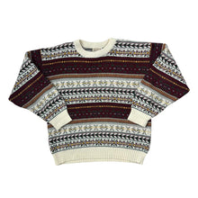 Load image into Gallery viewer, Vintage 90’s SHARP IMAGE Grandad Crazy Patterned Acrylic Knit Sweater Jumper