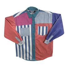 Load image into Gallery viewer, Vintage 90's Bonjour Vibrant Colour Block Striped Cotton Long Sleeve Shirt