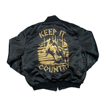Load image into Gallery viewer, Vintage 90's ZIP IT London "Keep It Country" Cowboy Western Spellout Graphic Padded Varsity Bomber Jacket