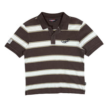 Load image into Gallery viewer, Early 00's O'NEILL Brown White Striped Skater Surfer Short Sleeve Polo Shirt