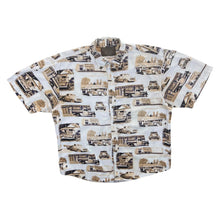 Load image into Gallery viewer, Vintage North River Car Patterned Cotton Short Sleeve Button-Up Shirt